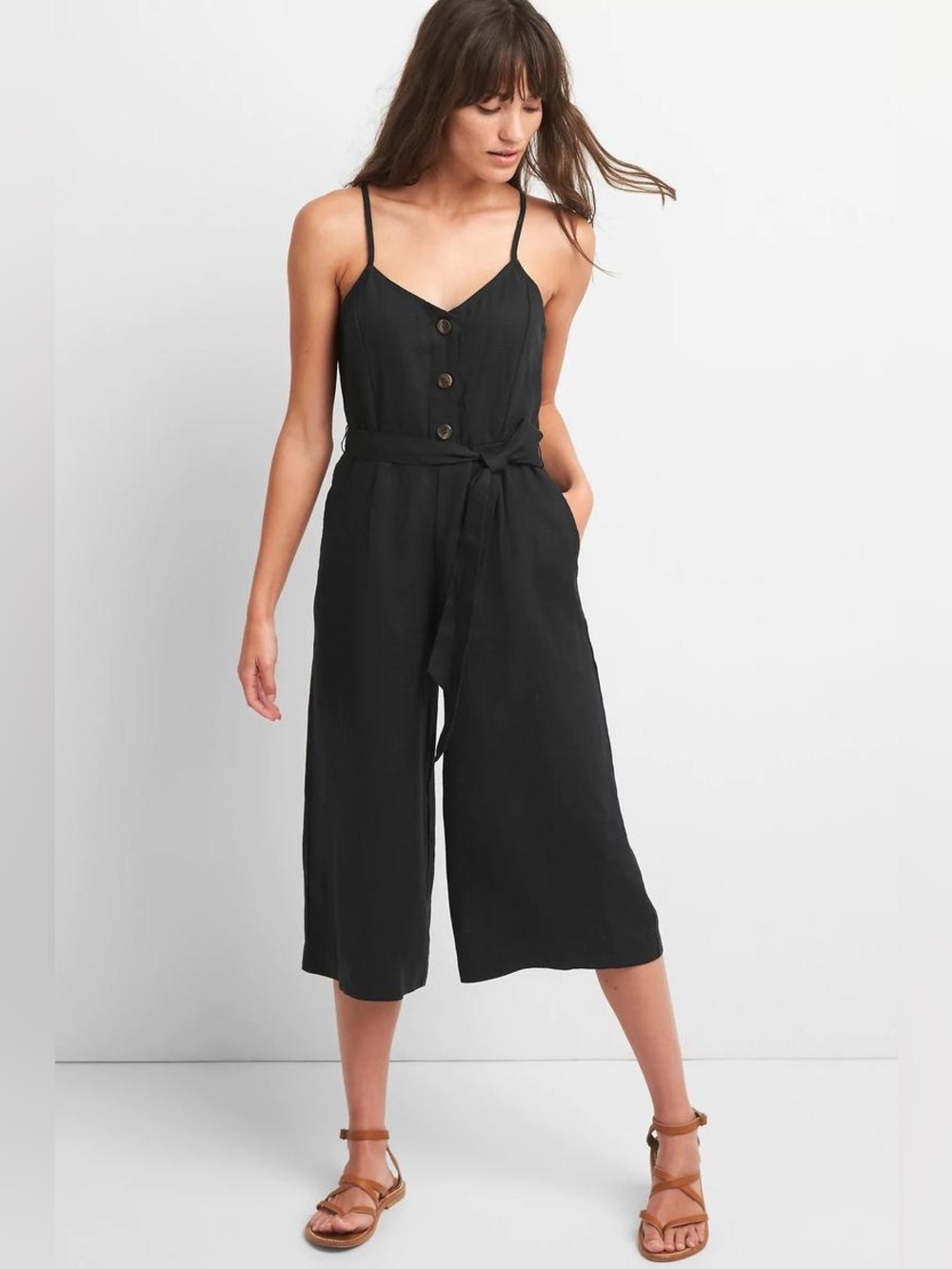 GAP | 100% linen Wide Leg Jumpsuit Sz M (Tall)